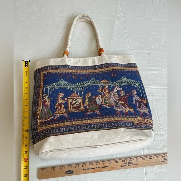 Indian needle point shoulder tote, unique piece - Picture 7 of 7